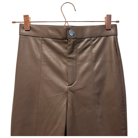 Zara Taupe Faux Leather High Rise Straight Leggings Size XSmall - Picture 4 of 13